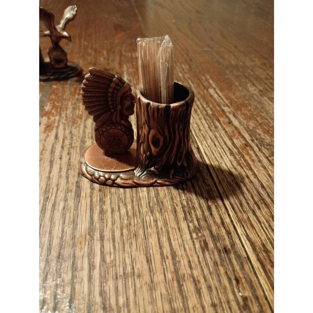 Vintage New Cast Metal Chattanooga Choo Choo TN Indian Head Toothpick Holder